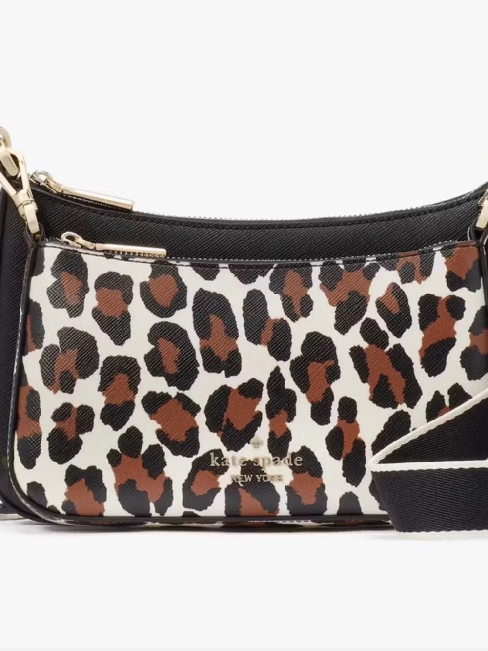 kate spade Leopard-Print Crossbody Bag in Black/Cream/Brown